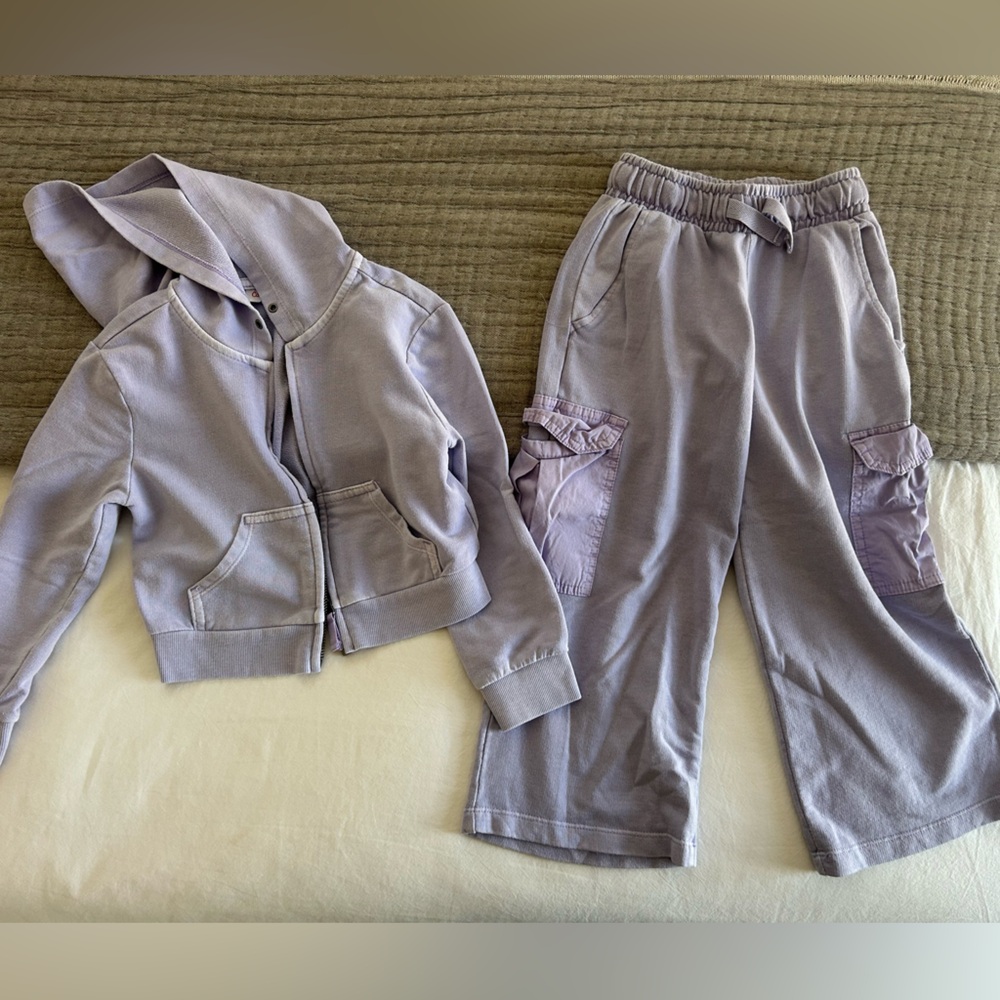Cat & Jack Lavender Hooded Zip Jacket and Cargo Sweatpants Set